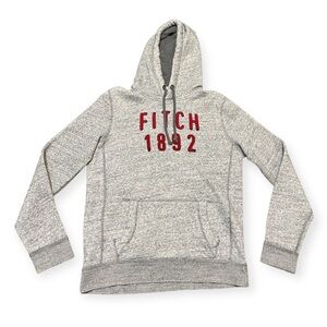 Men's Abercrombie & Fitch Muscle-fit Hoodie Spell Out Y2K Gray Red Size Small